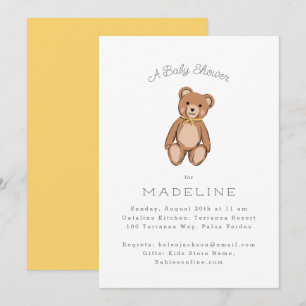 Gulten Baby Shower för klassisk Nalle Inbjudningar