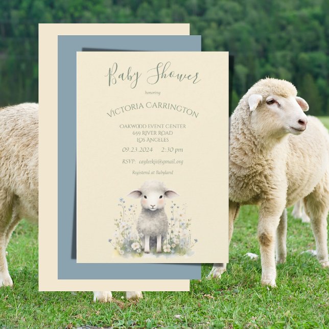 Gulten Babykläder för Cute Lamb-blommor Inbjudningar (Skapare uppladdad)