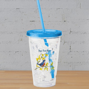Gulten Blå rödfågel Gren Flower Take Away Mugg
