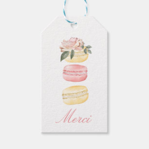 Gulten Blommigt för vattenfärg Macaron Merci/Tack Presentetikett