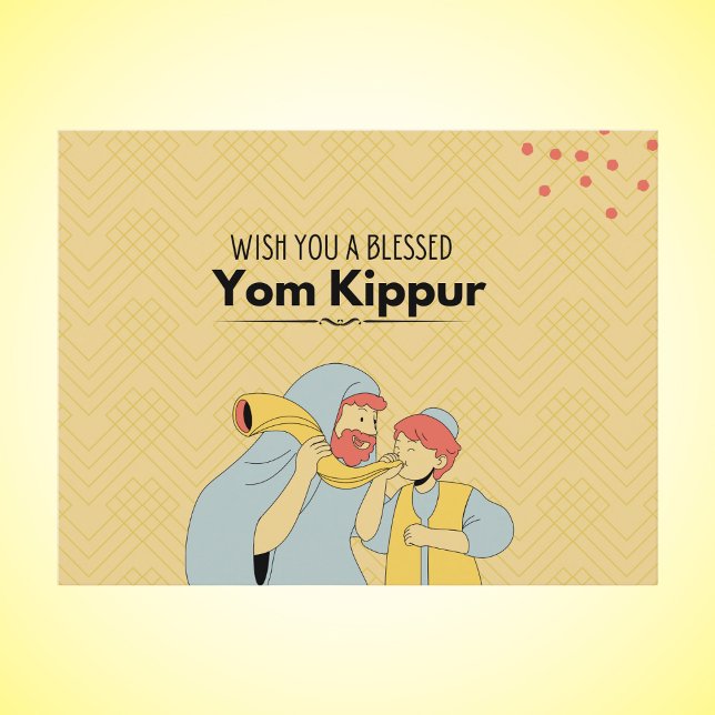 Gulten Blsed Yom Kippur Illustrated Vykort (Skapare uppladdad)