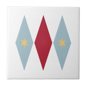 Gulten Blue Red Diamonds Stars Mid Century Modern Kakelplatta