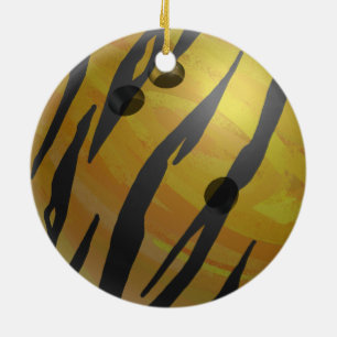 Gulten Bowling Ball Tiger Julgransprydnad Keramik