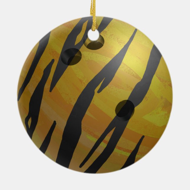 Gulten Bowling Ball Tiger Julgransprydnad Keramik (Baksidan)