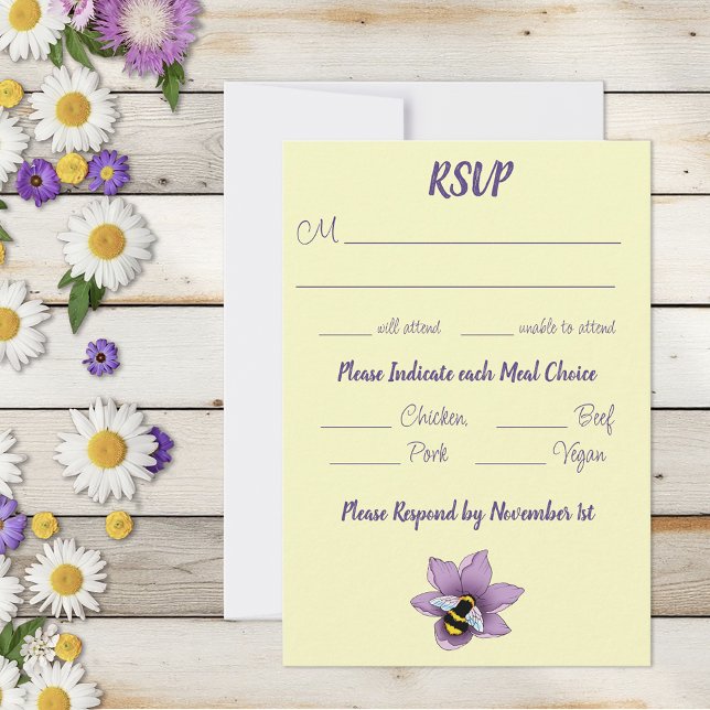 Gulten Bumblebee Lavender Flower OSA Kort (Skapare uppladdad)