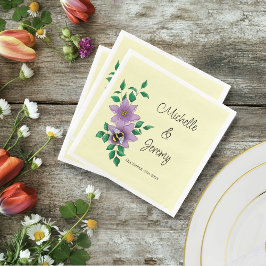 Gulten Bumblebee Lavender Flowers Pappersservett