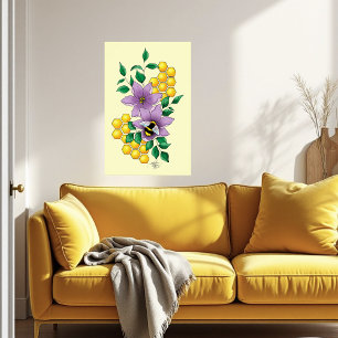 Gulten Bumblebee Lavender Flowers Poster