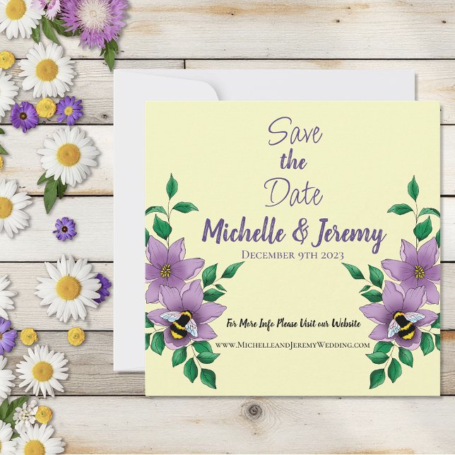 Gulten Bumblebee Lavender Flowers Spara Datumet (Skapare uppladdad)
