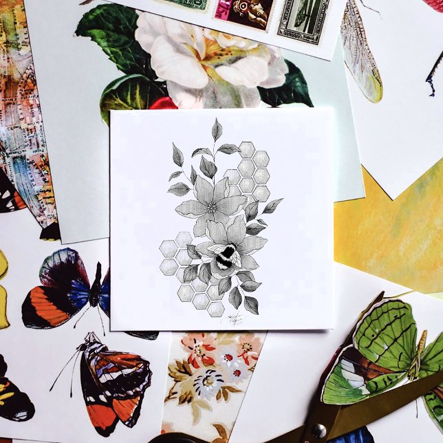 Gulten Bumblebee Lavender Flowers Stämpel (Skapare uppladdad)