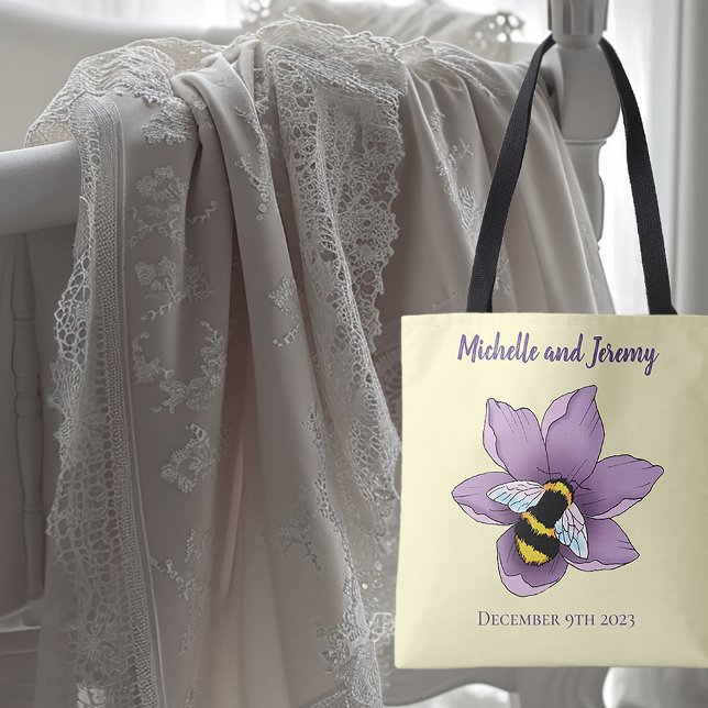 Gulten Bumblebee Lavender Flowers Tygkasse (Skapare uppladdad)