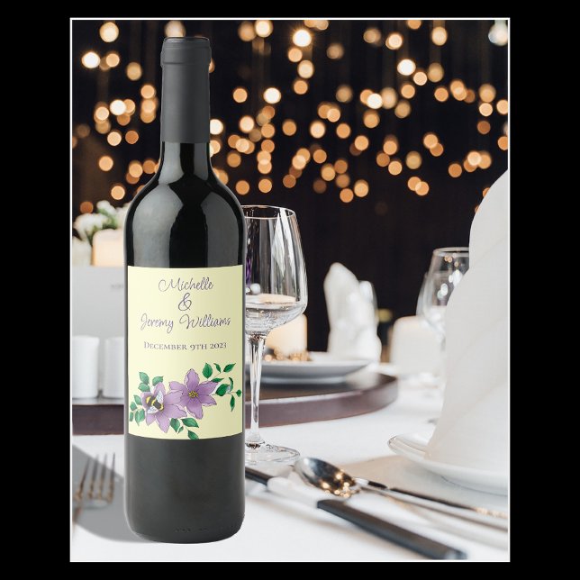 Gulten Bumblebee Lavender Flowers Vinflaska Etikett (Skapare uppladdad)