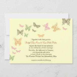 gulten Butterfly Kisses bröllopsinbjudan Inbjudningar