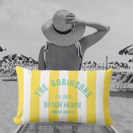 Gulten Cabana Rand för eget namn för Beach House Lumbarkudde