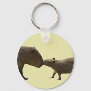 Gulten Capybara baby och mamma Nyckelring