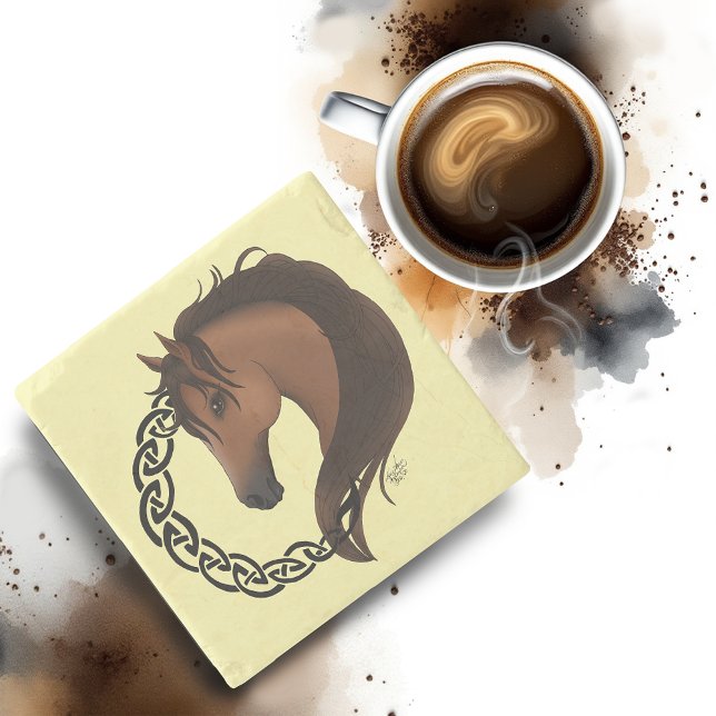 Gulten Celtic Brown Horse Stenunderlägg (Skapare uppladdad)