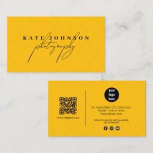 Gulten chic Namnteckning skriptet QR Code Social M Visitkort