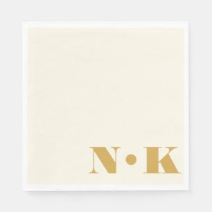 Gulten Cream Bröllop i Initialer i Modern Monogram Pappersservett