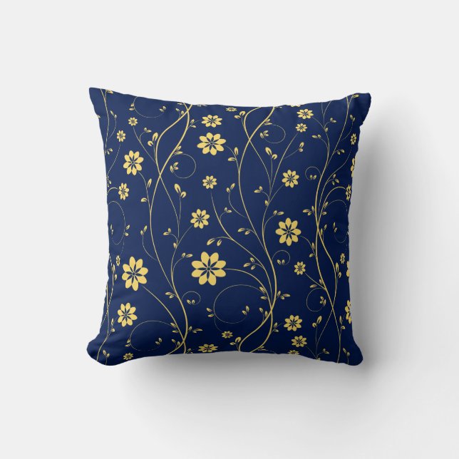 Gulten Cute Light och Blommönstret Blue Delicate Kudde (Framsida)