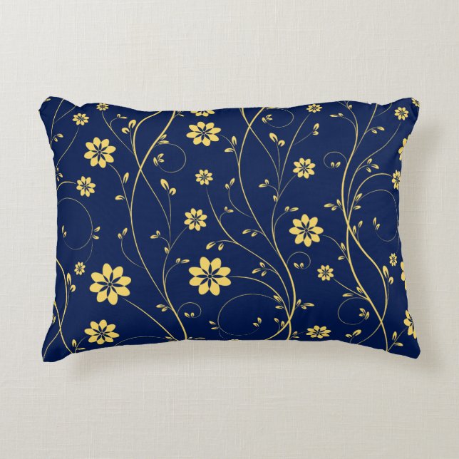 Gulten Cute Light och Blommönstret Blue Delicate Prydnadskudde (Framsidan)