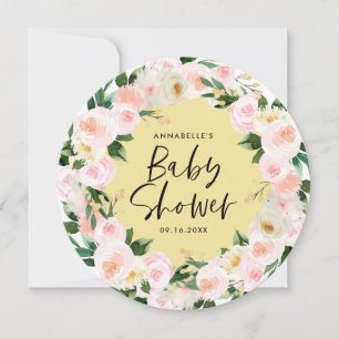 Gulten Dold blommigt för babydusch, vattenfärg