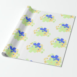 Gulten elegant Blommigt Design Blue Grönt Presentpapper