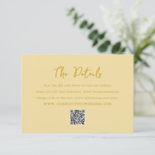 Gulten elegant Butter QR-kod Modern Bröllop Tilläggskort