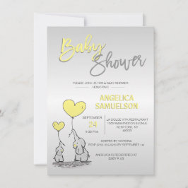 Gulten Elephant Baby Shower för den moderna Neutra Inbjudningar