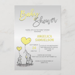 Gulten Elephant Baby Shower för den moderna Neutra Inbjudningar