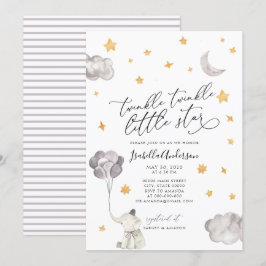 Gulten Elephant Baby Shower med skugga för Lilla s Inbjudningar