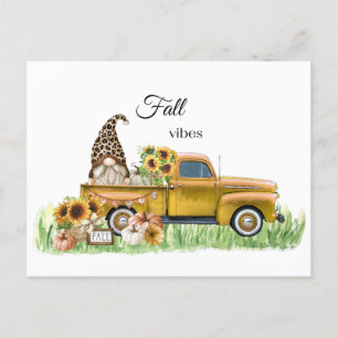 Gulten Fall Vibes Leopard Gnome Solros Pickup Vykort