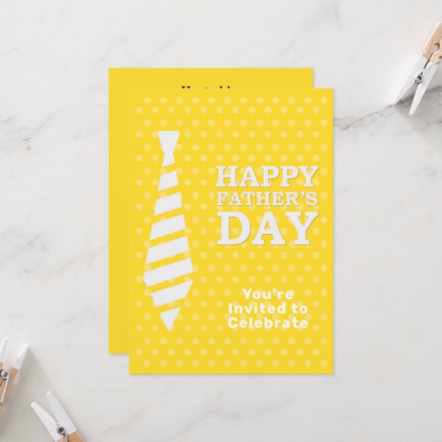 Gulten fars dag Vit TID DÖRR Party Inbjudningar (Fram/Back In Situ)