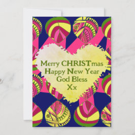 Gulten Fish Löv Magenta Grönt jul Julkort