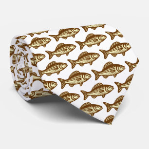 Gulten Fish Mönster - Walnut and Blek on White Slips