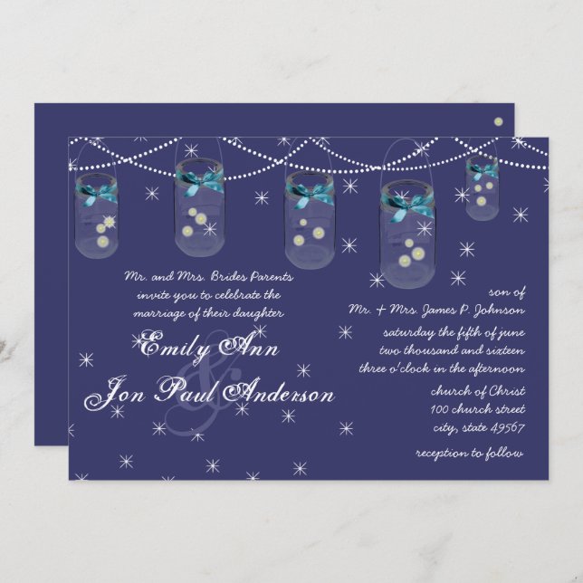 Gulten Flower Mason Burk Inbjudningar (Fram/baksida)