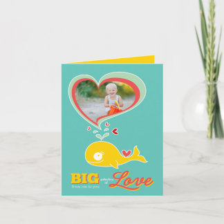 Gulten för den akuta Tecknaden Whale Kid Valentine Helgkort