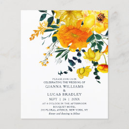 Gulten  för Elegant, vattenfärg, Blommigt Bröllop Flygblad