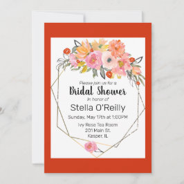 Gulten för Orange i Blommigt Guld Ram Inbjudningar