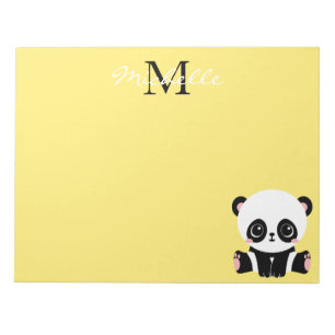 Gulten för Personligen Monogram Cute Sitta Panda Anteckningsblock