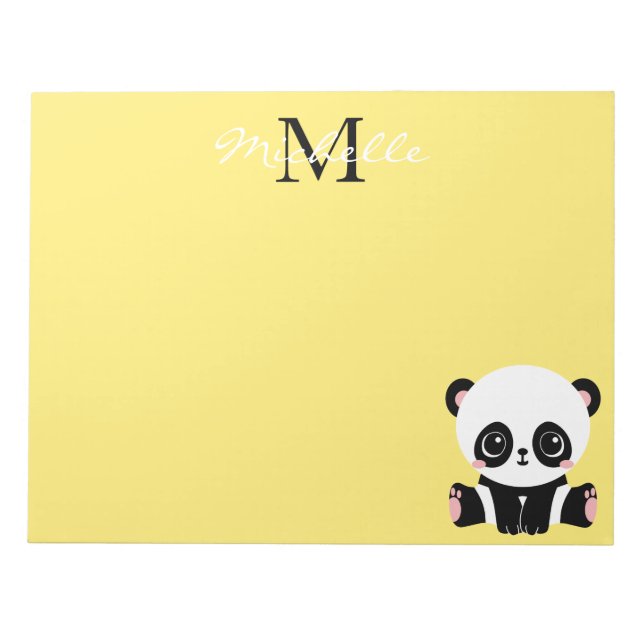 Gulten för Personligen Monogram Cute Sitta Panda Anteckningsblock (Framsida)