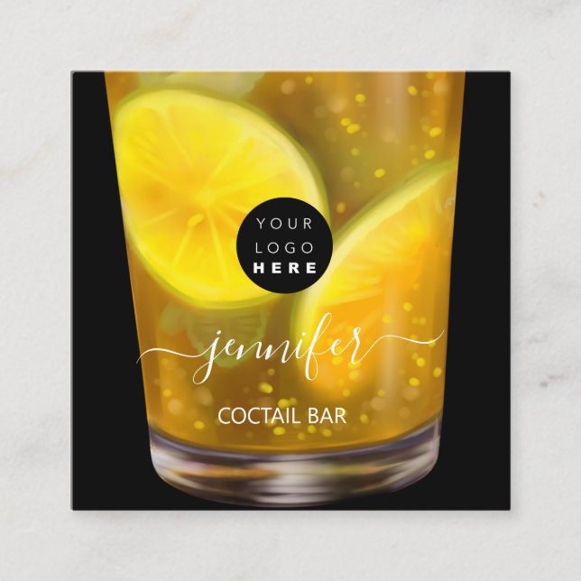 Gulten  för Pubb Drinks Pub Restaurant Logotyp Lou Fyrkantigt Visitkort (Framsida)