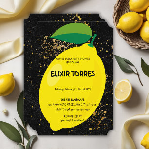 Gulten för Roligt Lemon Guld Glitter Baby Shower Inbjudningar