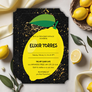Gulten för Roligt Lemon Guld Glitter Baby Shower Inbjudningar
