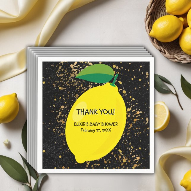 Gulten för Roligt Lemon Guld Glitter Baby Shower Pappersservett (Skapare uppladdad)