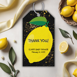 Gulten för Roligt Lemon Guld Glitter Baby Shower Presentetikett