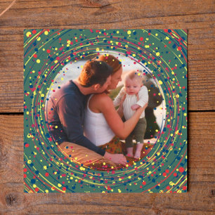 Gulten Fyrkantig röd Grönt, foto Gott nytt år Julkort