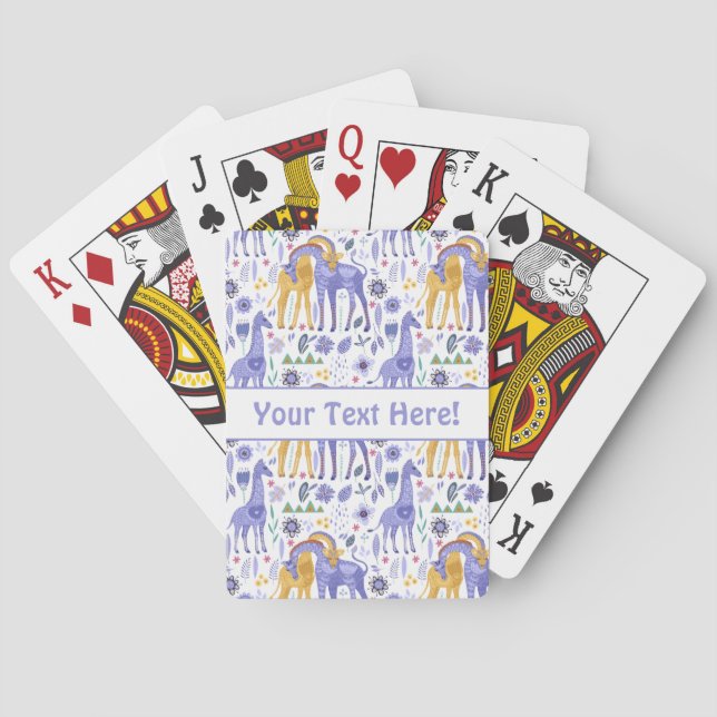 Gulten Giraffes Mönster vid Lila av sill Casinokort (Baksidan)