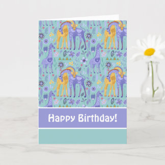 Gulten Giraffes Mönster vid Lila av sill Kort