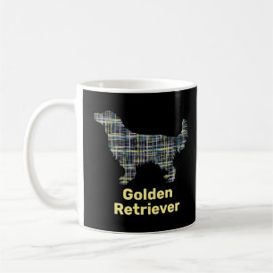 Gulten Golden Retriever Silhouette och svart rutnä Kaffemugg