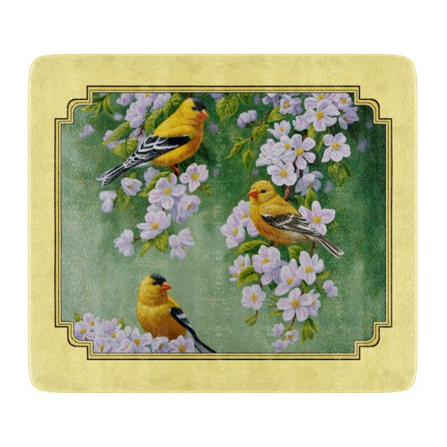 Gulten Goldfinch Birds & Apple Blommars (Framsidan)