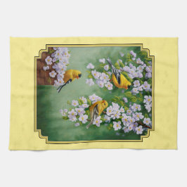 Gulten Goldfinch Birds & Apple Blommars Kökshandduk
